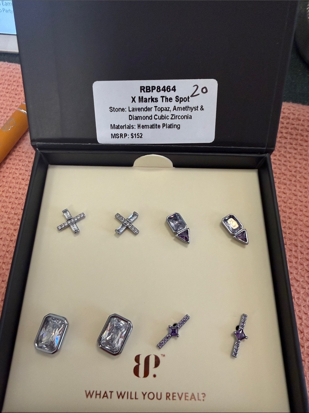 Lavender & Silver Stud Earring Set